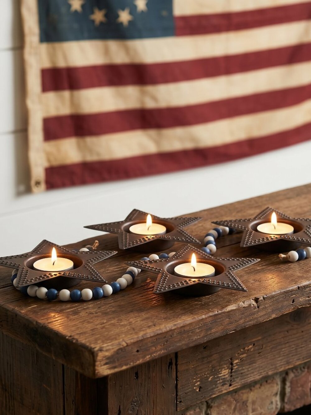 4 Antique Black Metal Star Tealight Holders Home Decor-Excellent Condition!